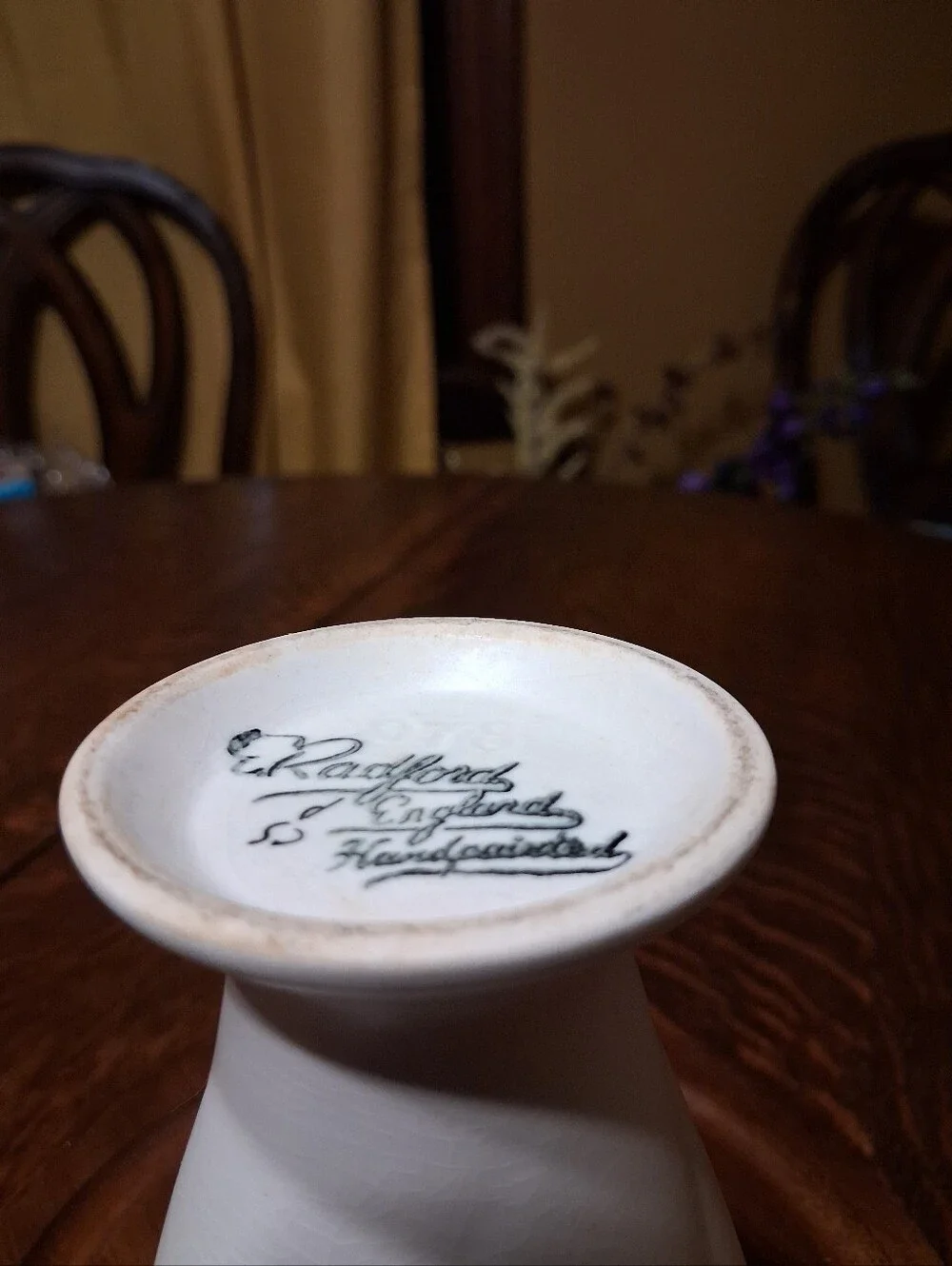 Vintage E. Radford Hand Painted Floral Scalloped Vase